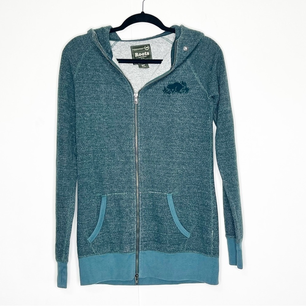 Roots Teal Zip-Up Hooded Sweatshirt